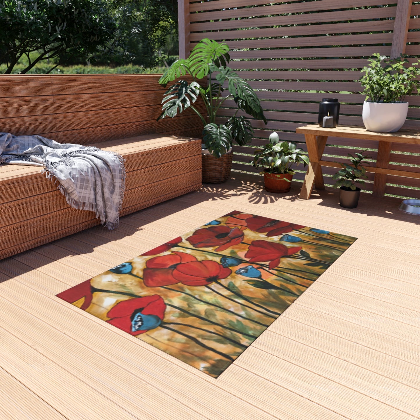 Field of poppies Outdoor Rug