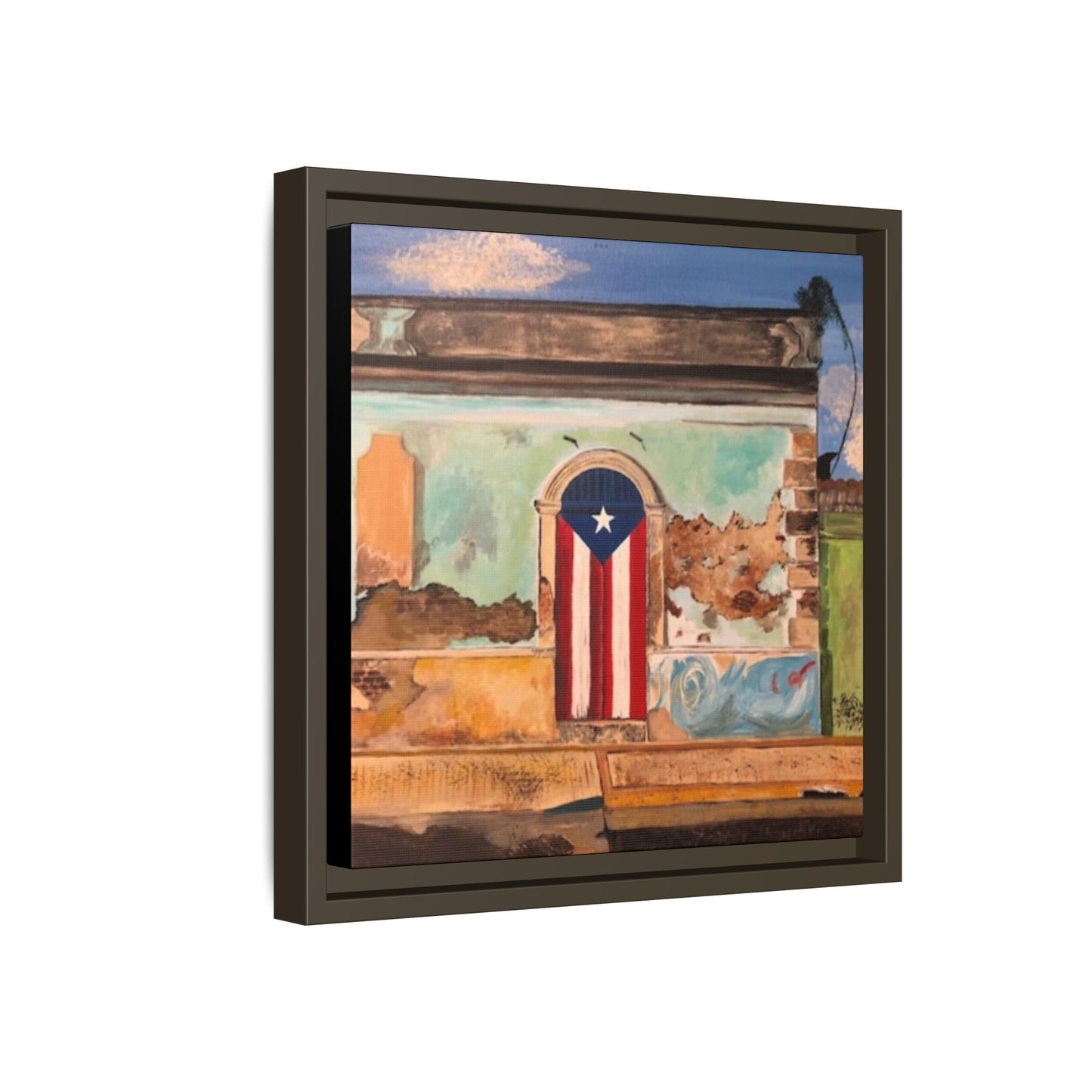 Framed Matte Canvas Print of Puerto Rican Doorway, Wall Art, Home Decor, Gift for Art Lovers, Puerto Rico Inspired Art