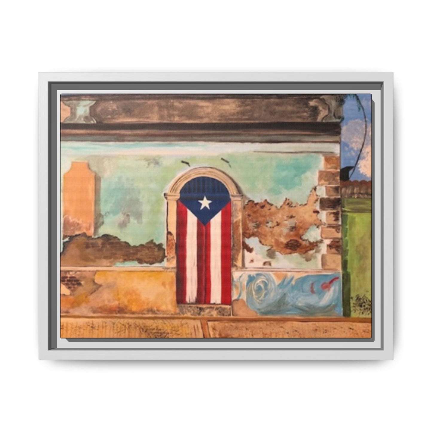 Framed Matte Canvas Print of Puerto Rican Doorway, Wall Art, Home Decor, Gift for Art Lovers, Puerto Rico Inspired Art