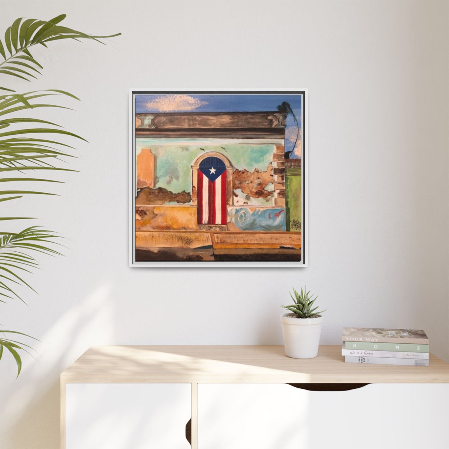 Framed Matte Canvas Print of Puerto Rican Doorway, Wall Art, Home Decor, Gift for Art Lovers, Puerto Rico Inspired Art