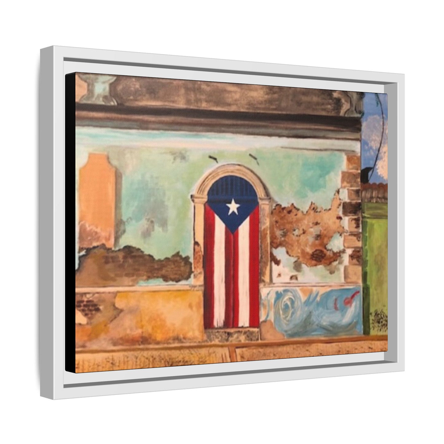 Framed Matte Canvas Print of Puerto Rican Doorway, Wall Art, Home Decor, Gift for Art Lovers, Puerto Rico Inspired Art