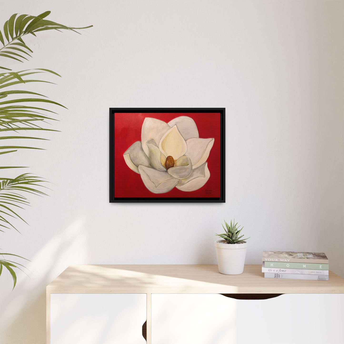 Lotus Flower Different sizes Matte Canvas, Black Frame