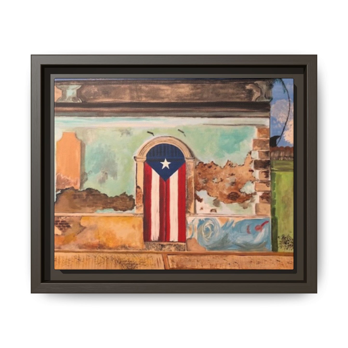Framed Matte Canvas Print of Puerto Rican Doorway, Wall Art, Home Decor, Gift for Art Lovers, Puerto Rico Inspired Art
