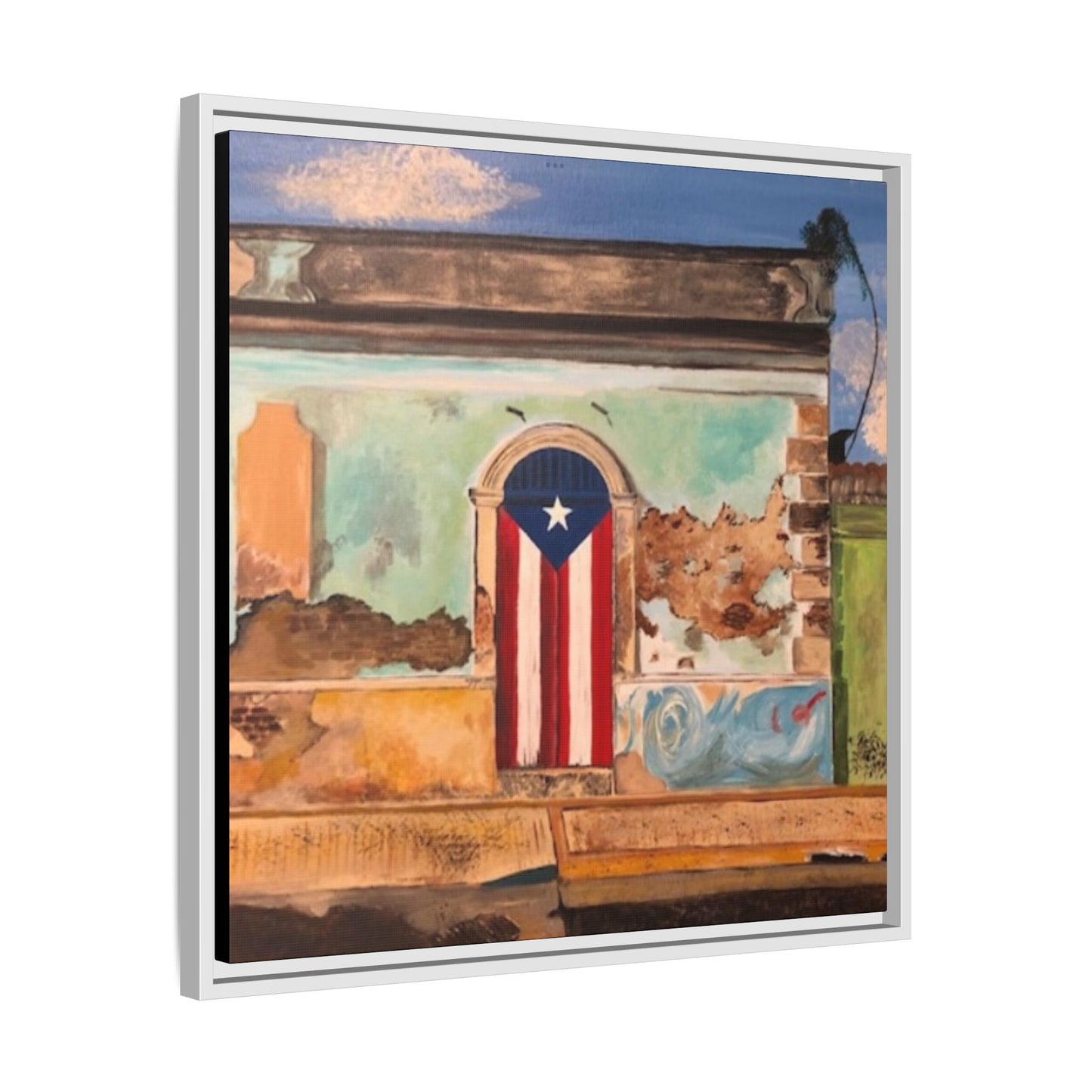 Framed Matte Canvas Print of Puerto Rican Doorway, Wall Art, Home Decor, Gift for Art Lovers, Puerto Rico Inspired Art