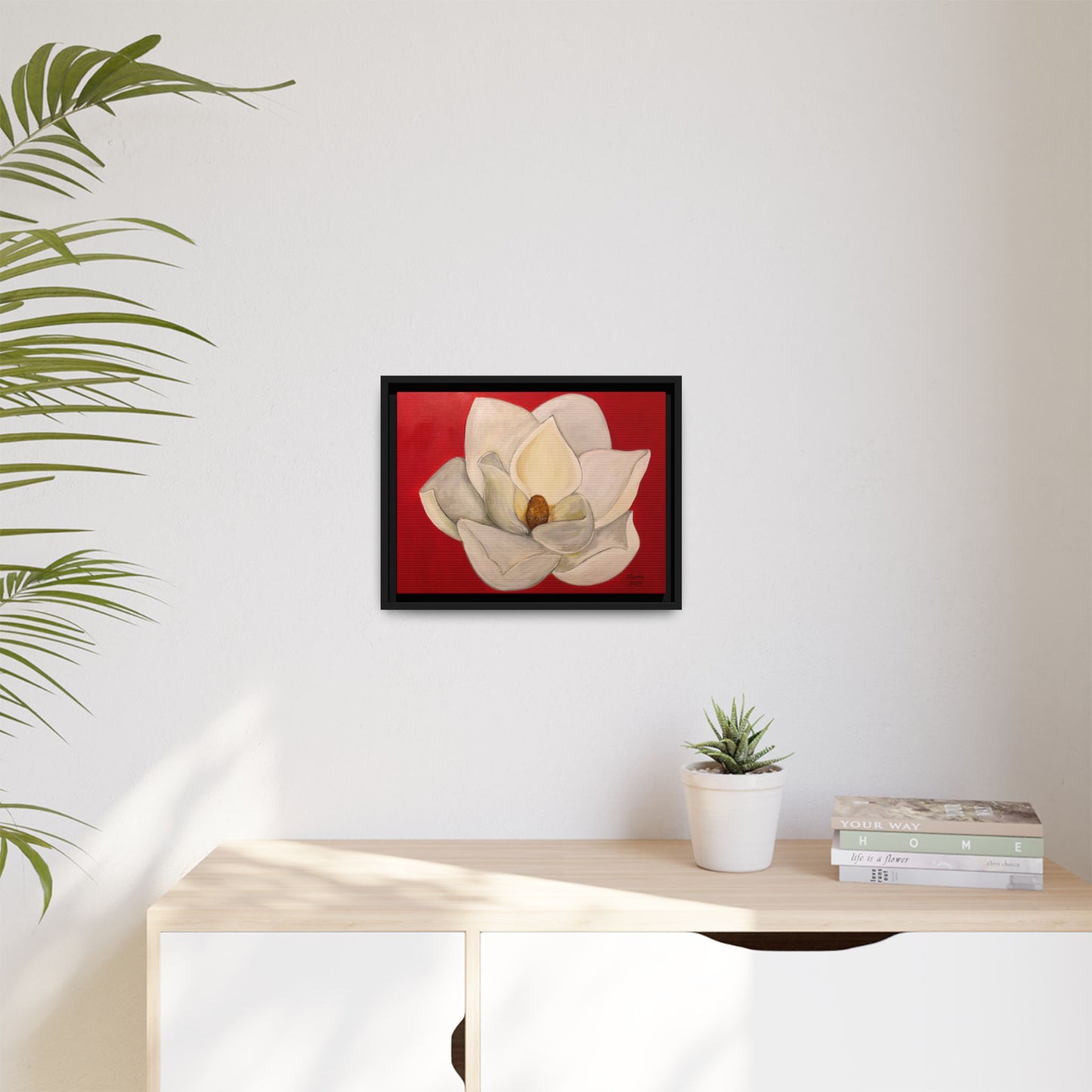 Lotus Flower Different sizes Matte Canvas, Black Frame