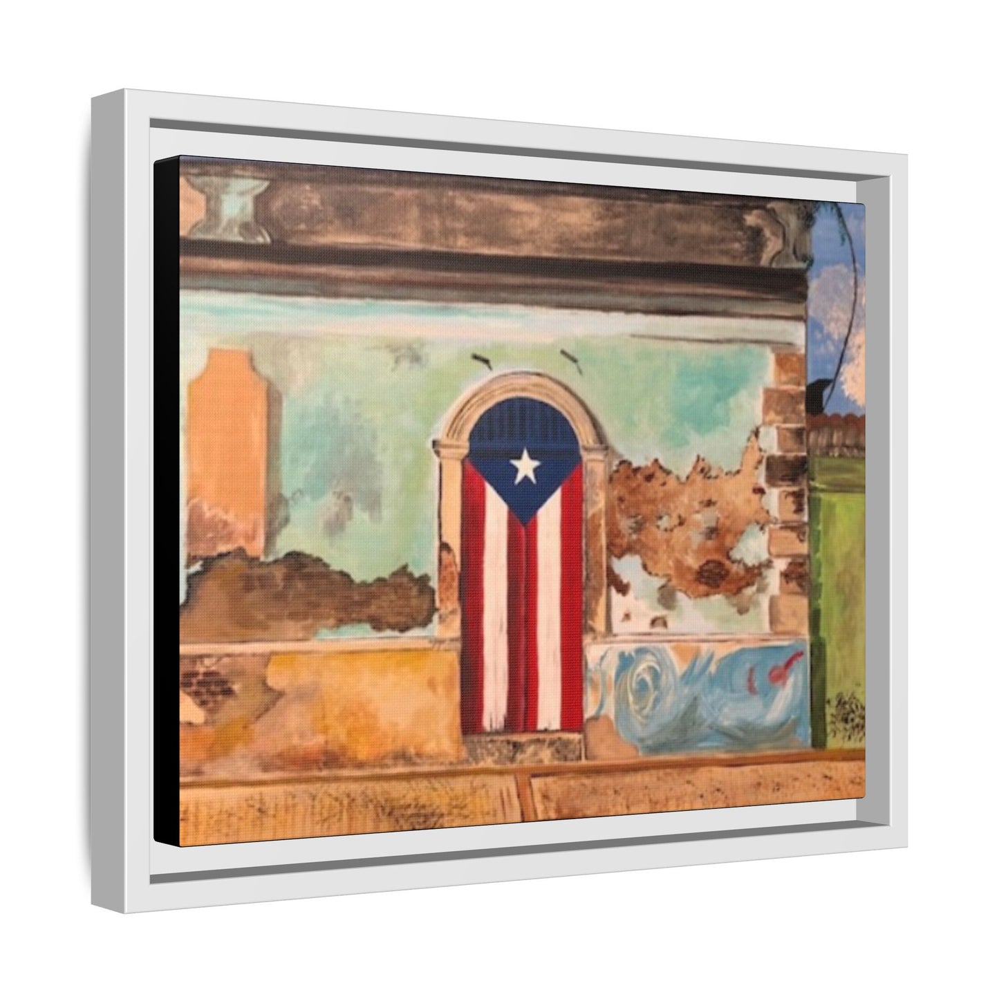 Framed Matte Canvas Print of Puerto Rican Doorway, Wall Art, Home Decor, Gift for Art Lovers, Puerto Rico Inspired Art