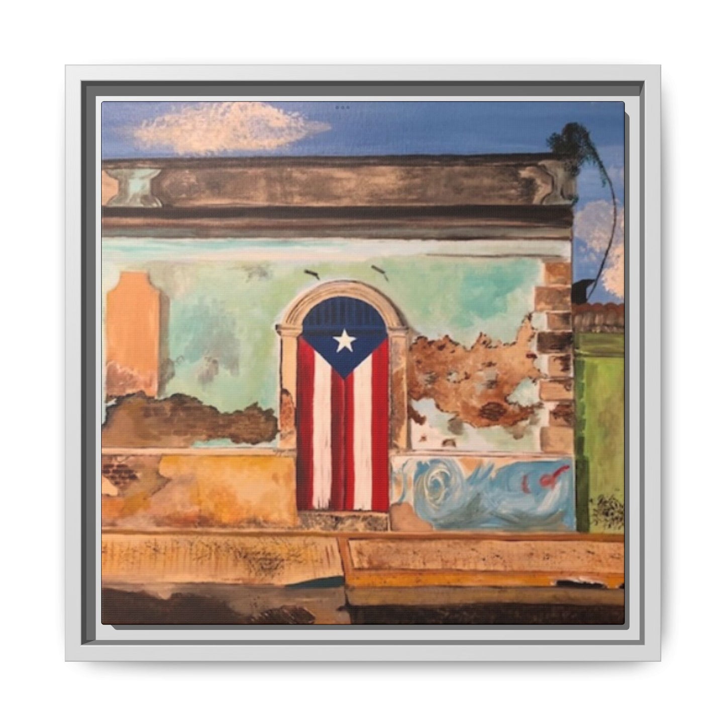 Framed Matte Canvas Print of Puerto Rican Doorway, Wall Art, Home Decor, Gift for Art Lovers, Puerto Rico Inspired Art