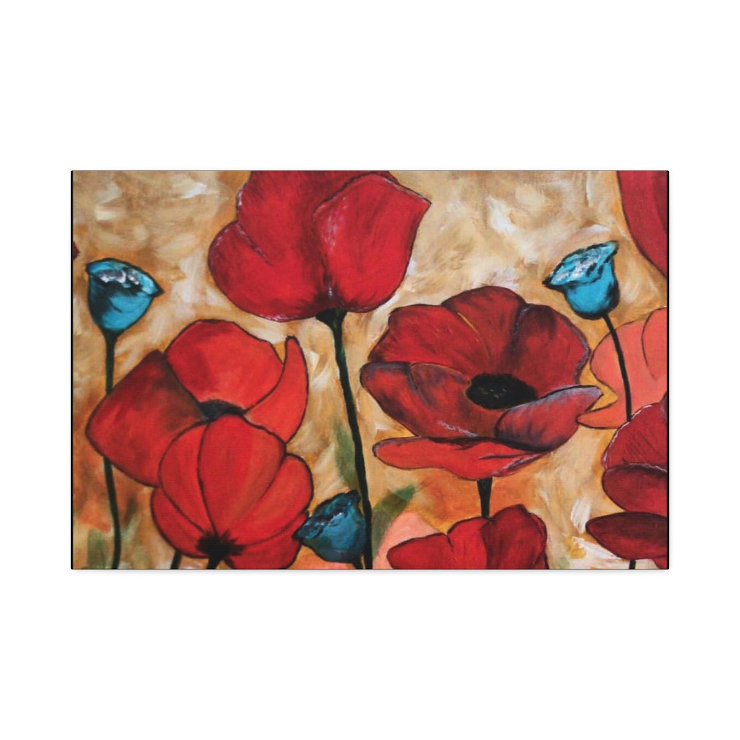 Field of Poppies Canvas Stretched, 1.5''