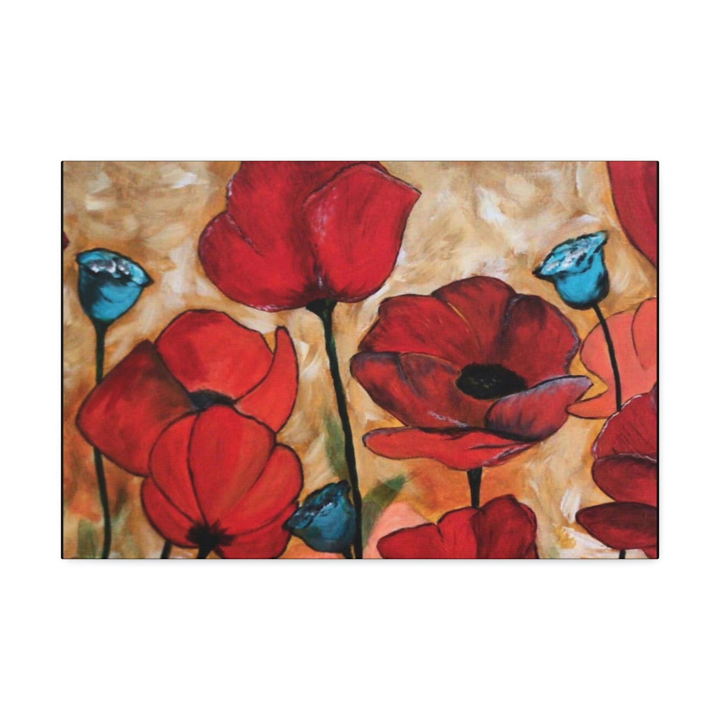 Field of Poppies Canvas Stretched, 1.5''
