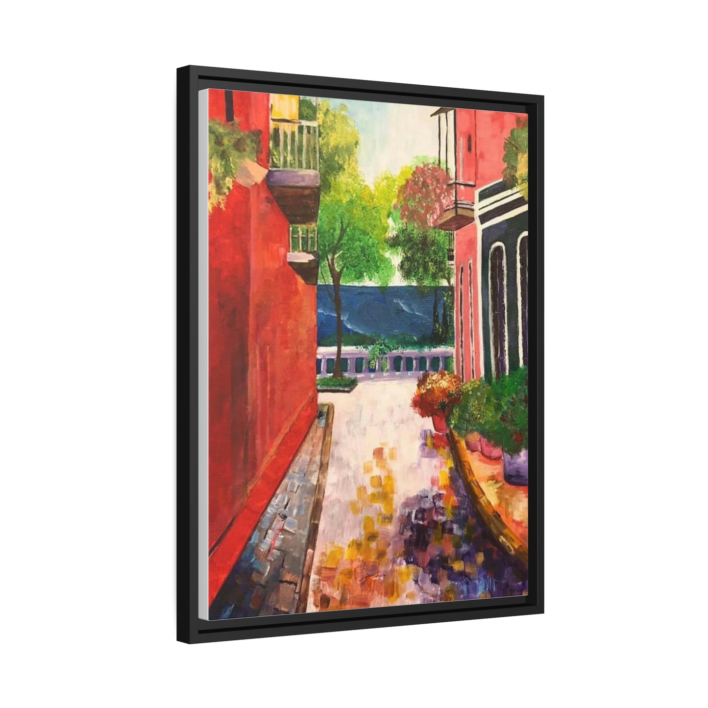 Calle Las Monjas Matte Canvas, Black Frame