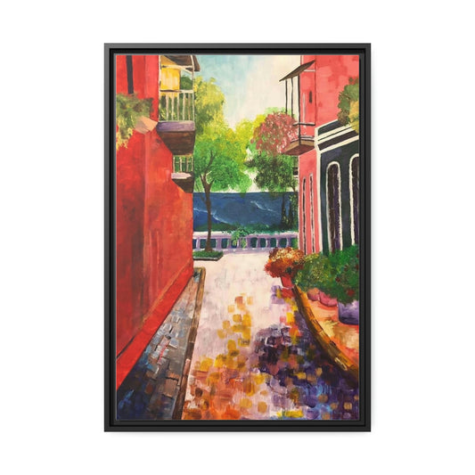 Calle Las Monjas Matte Canvas, Black Frame