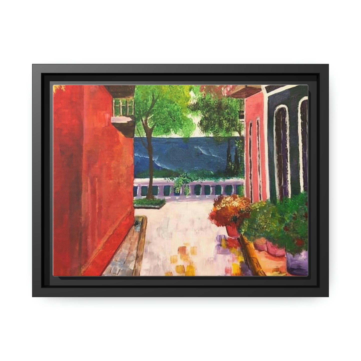Calle Las Monjas Matte Canvas, Black Frame