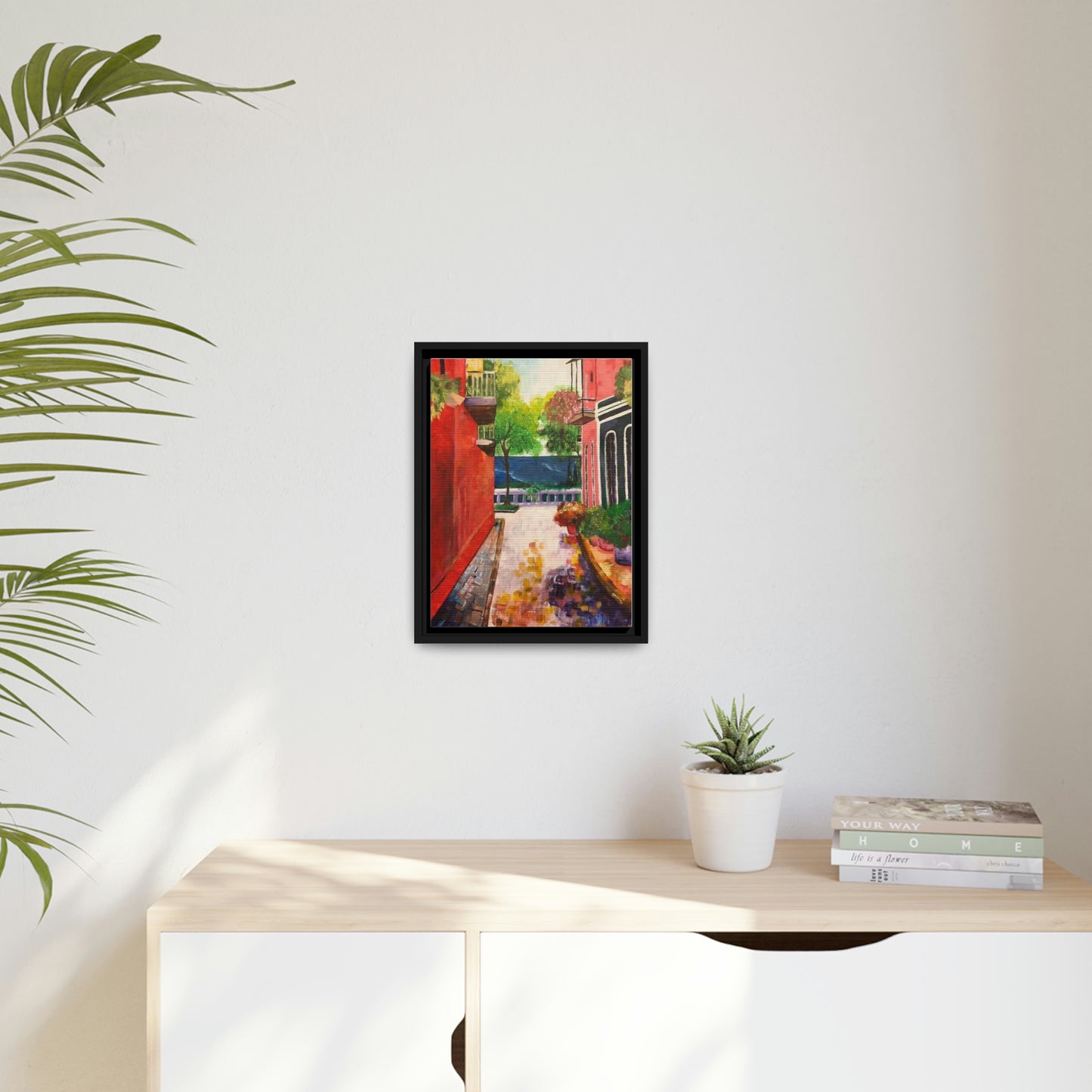 Calle Las Monjas Matte Canvas, Black Frame