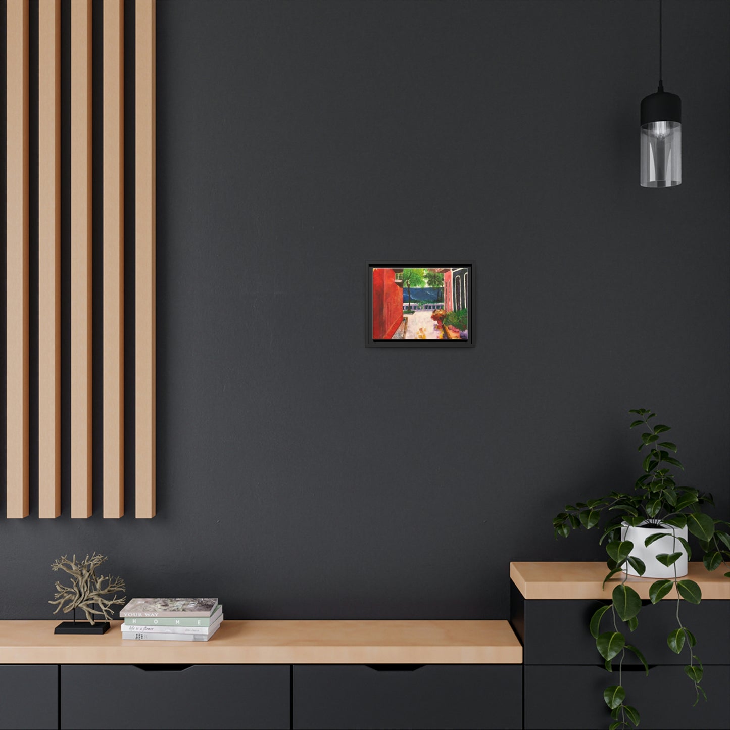 Calle Las Monjas Matte Canvas, Black Frame