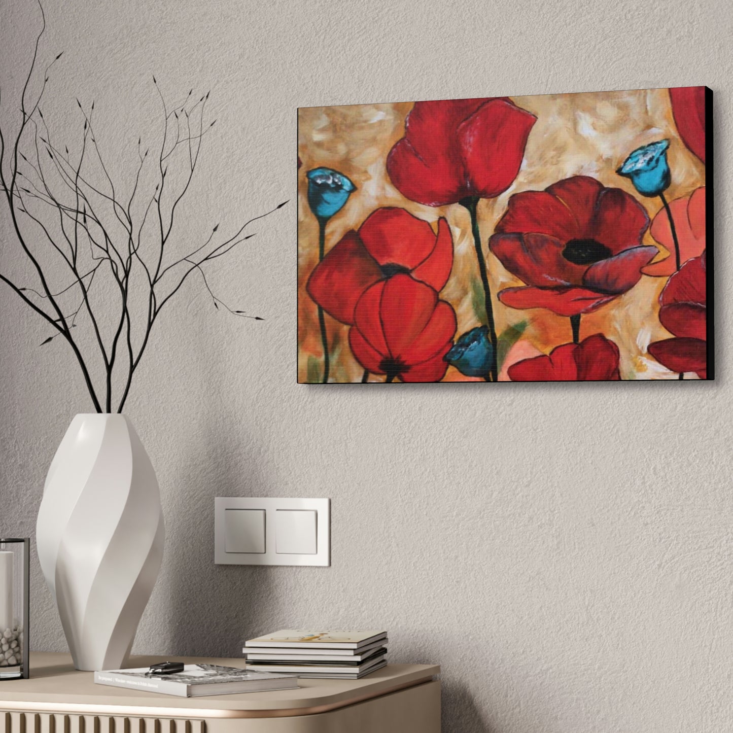 Field of Poppies Canvas Stretched, 1.5''