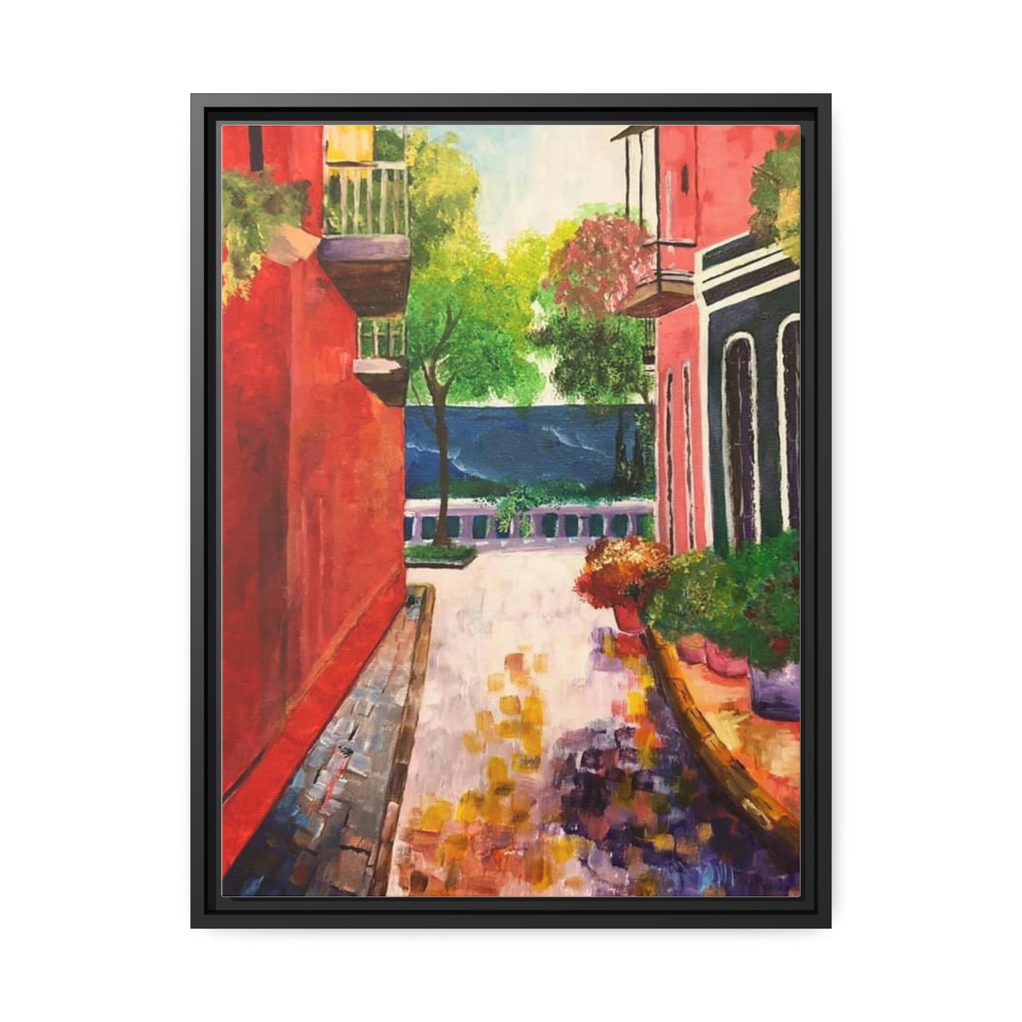 Calle Las Monjas Matte Canvas, Black Frame