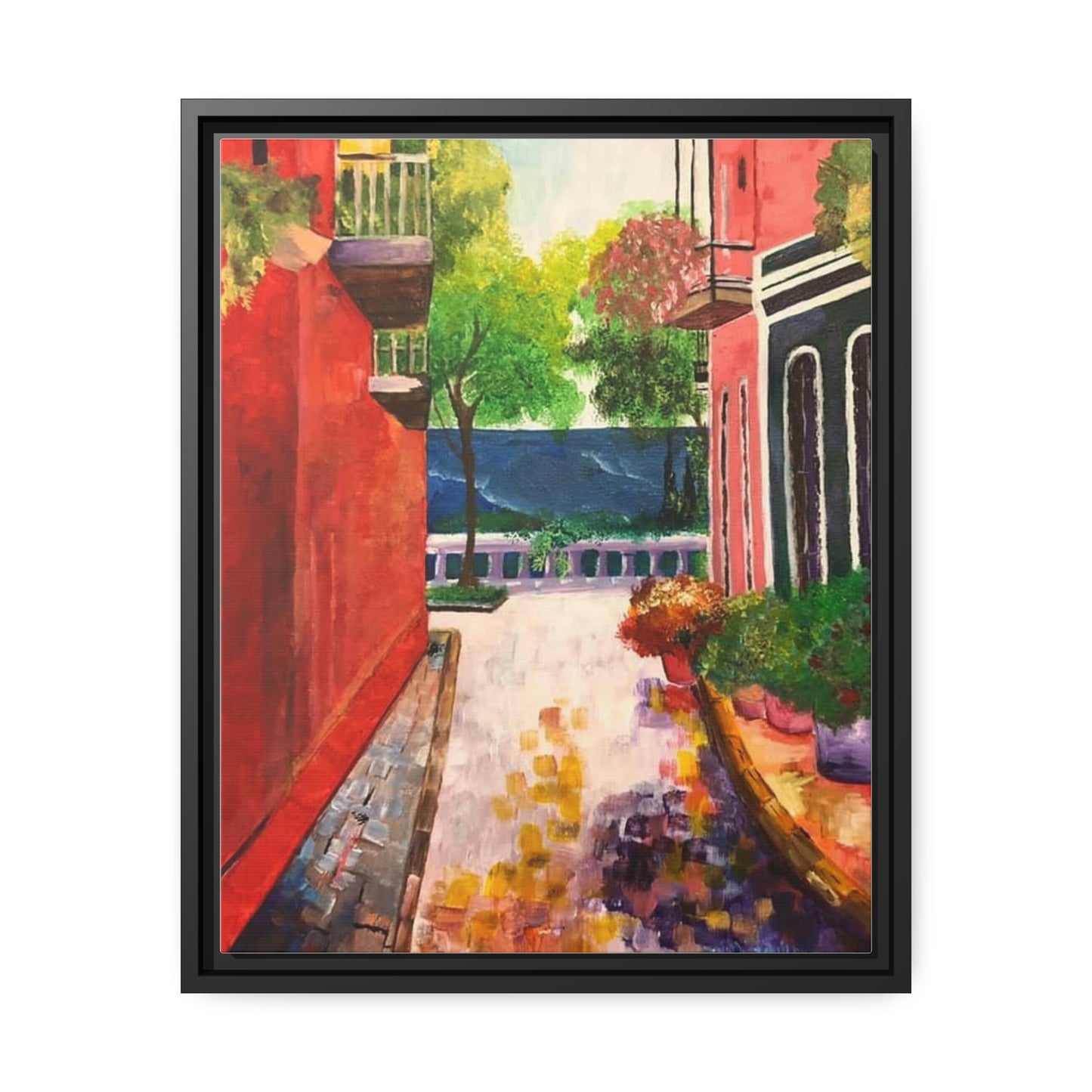 Calle Las Monjas Matte Canvas, Black Frame