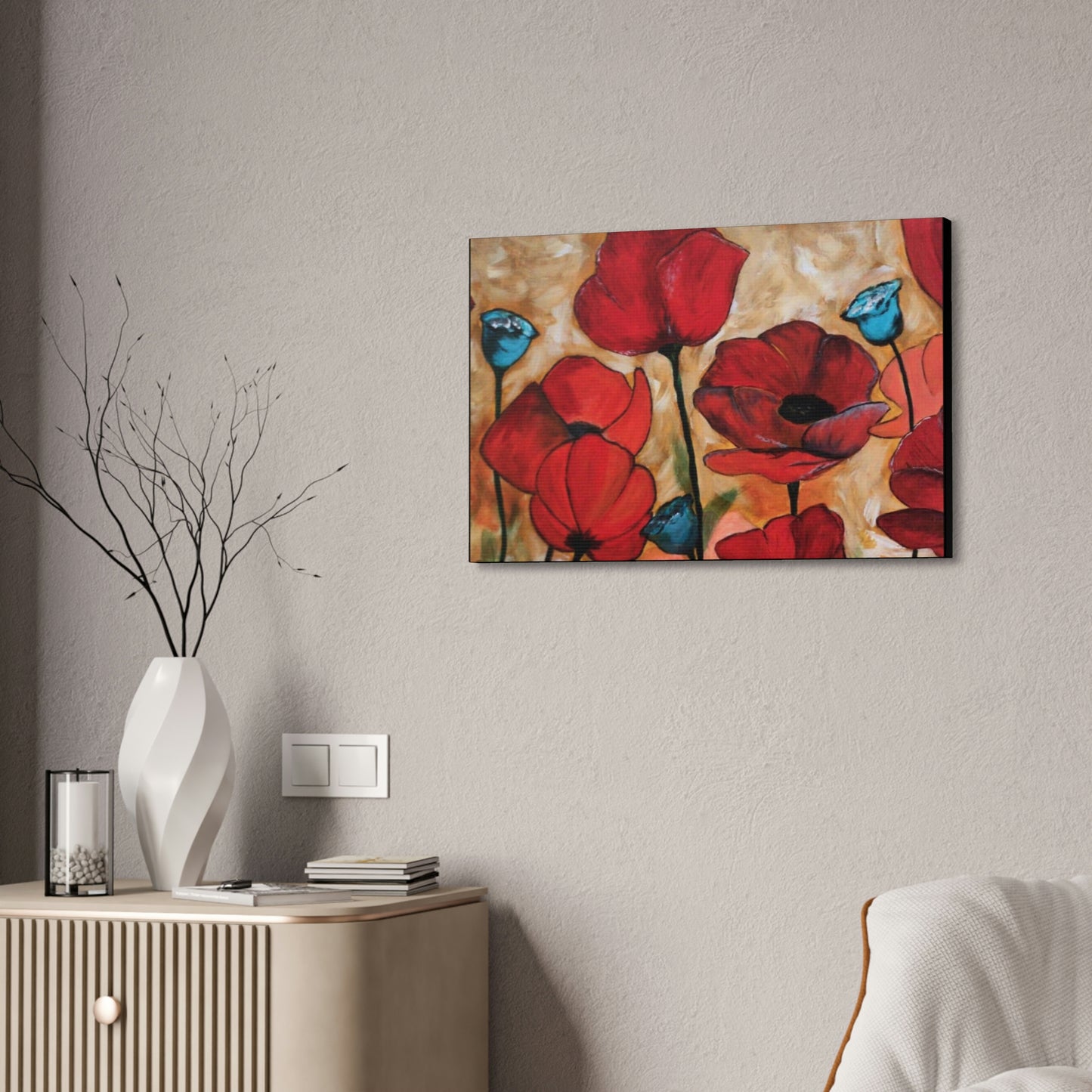 Field of Poppies Canvas Stretched, 1.5''