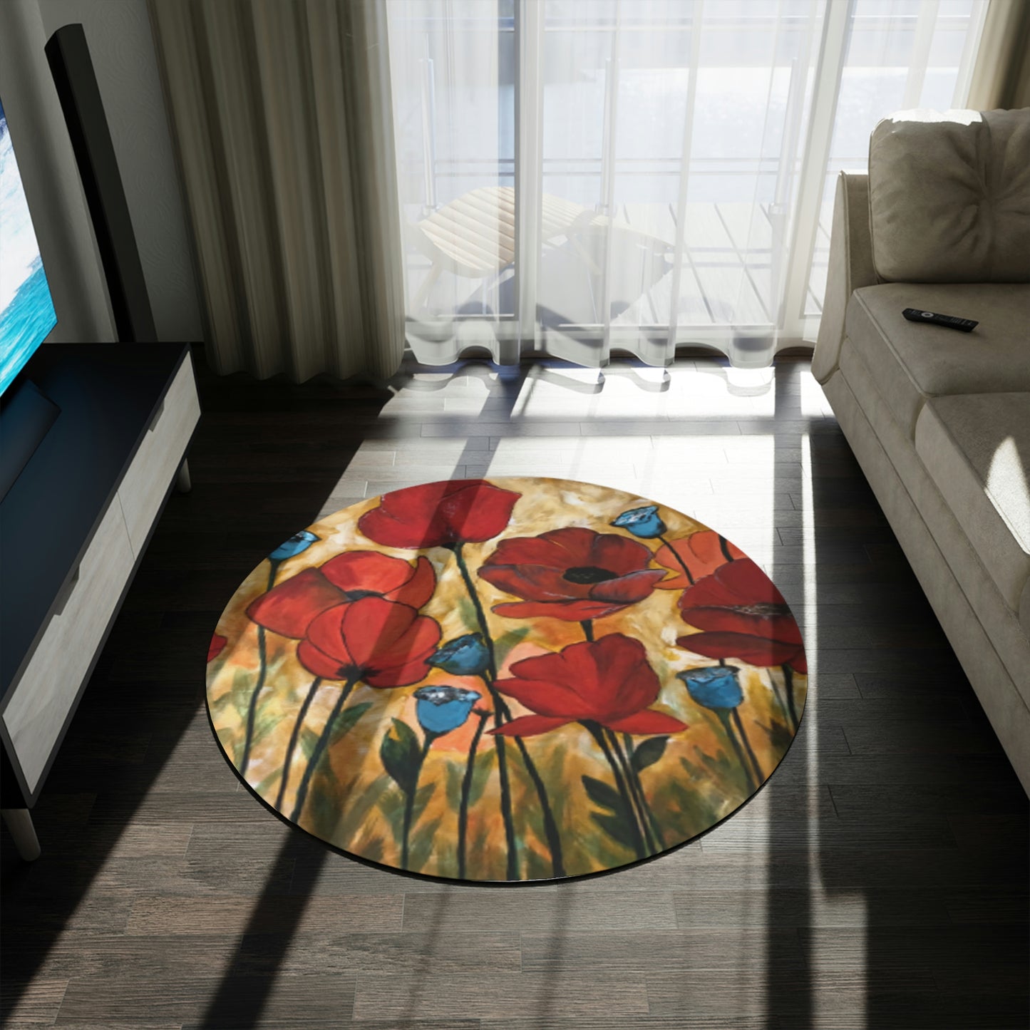 Field of Poppies Round Rug