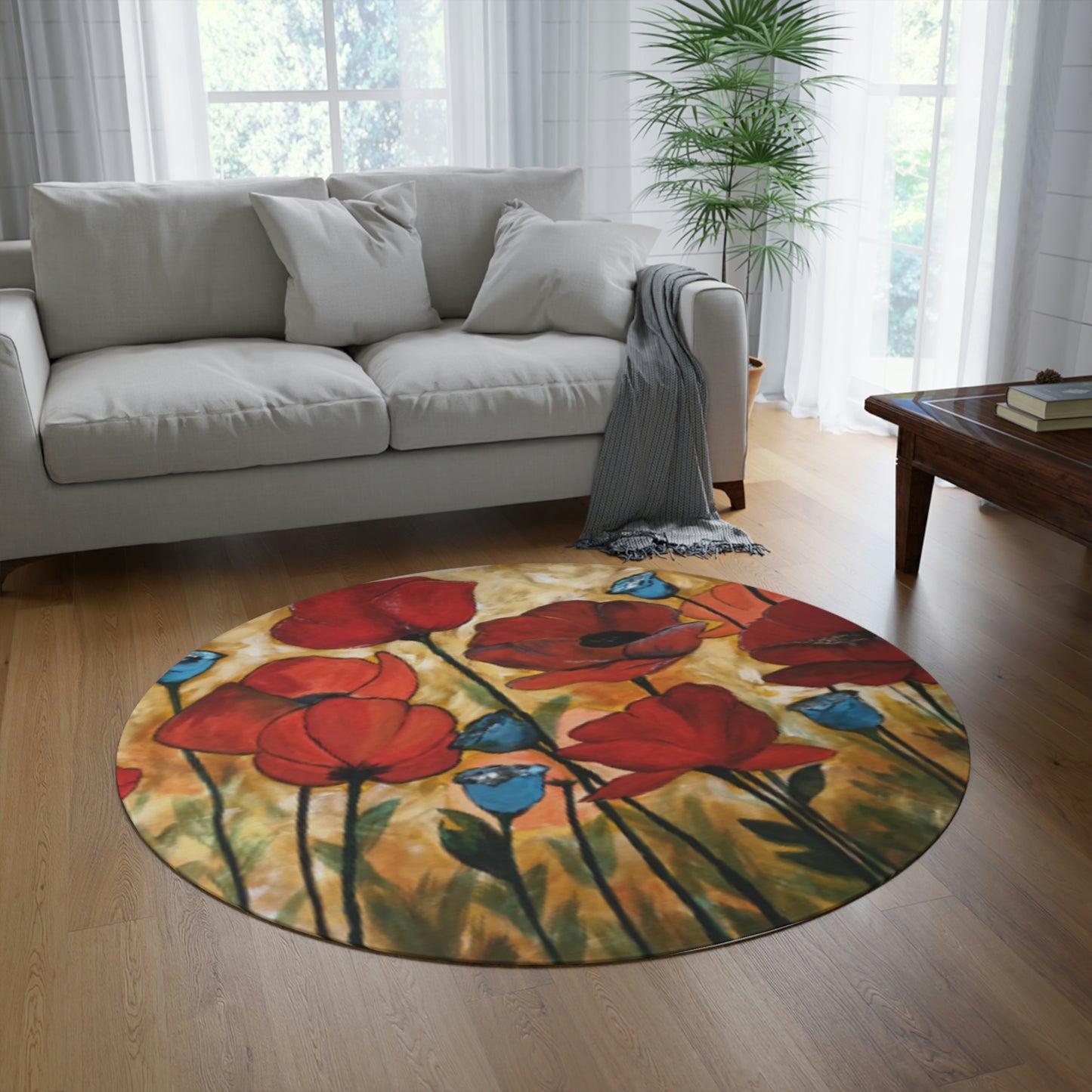 Field of Poppies Round Rug
