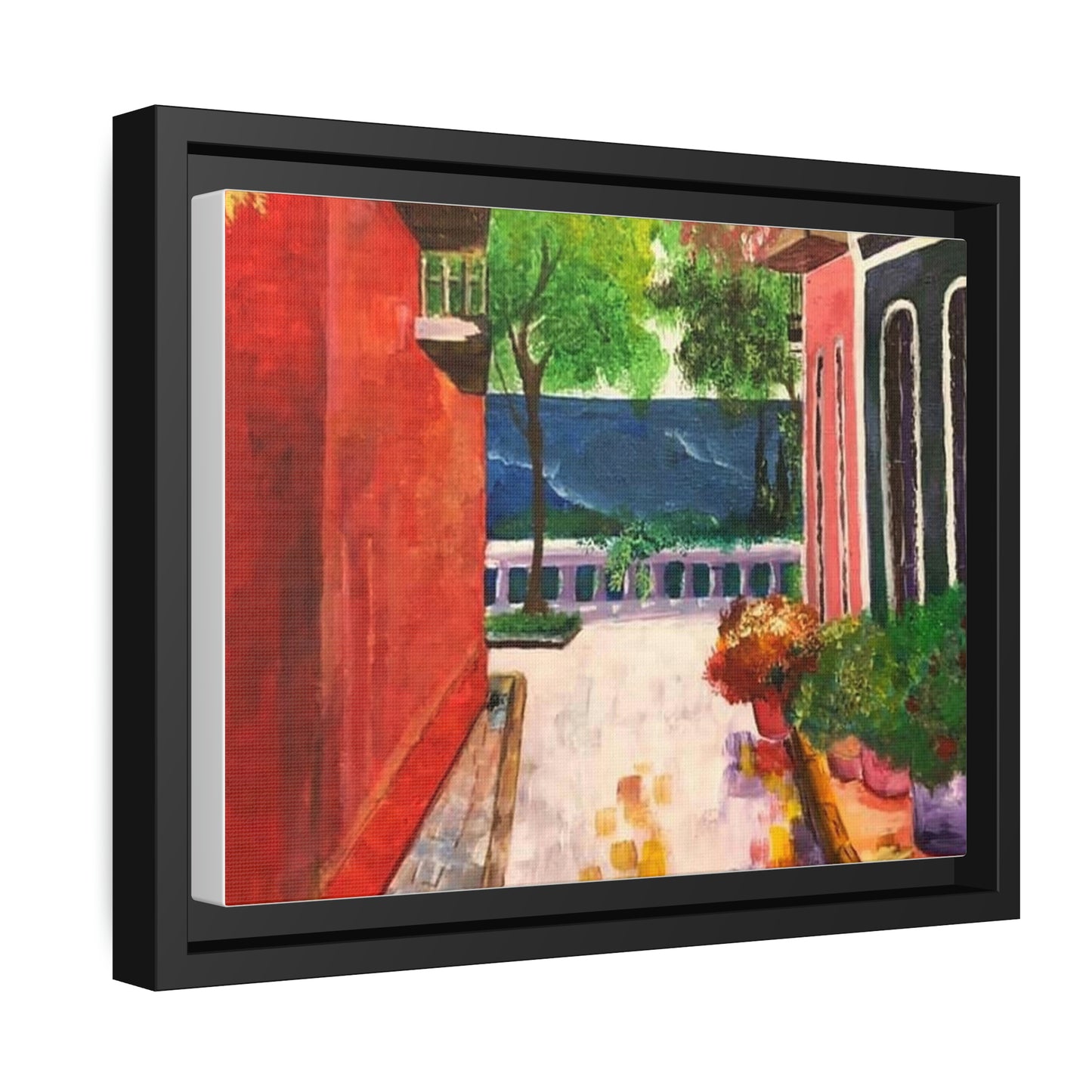 Calle Las Monjas Matte Canvas, Black Frame