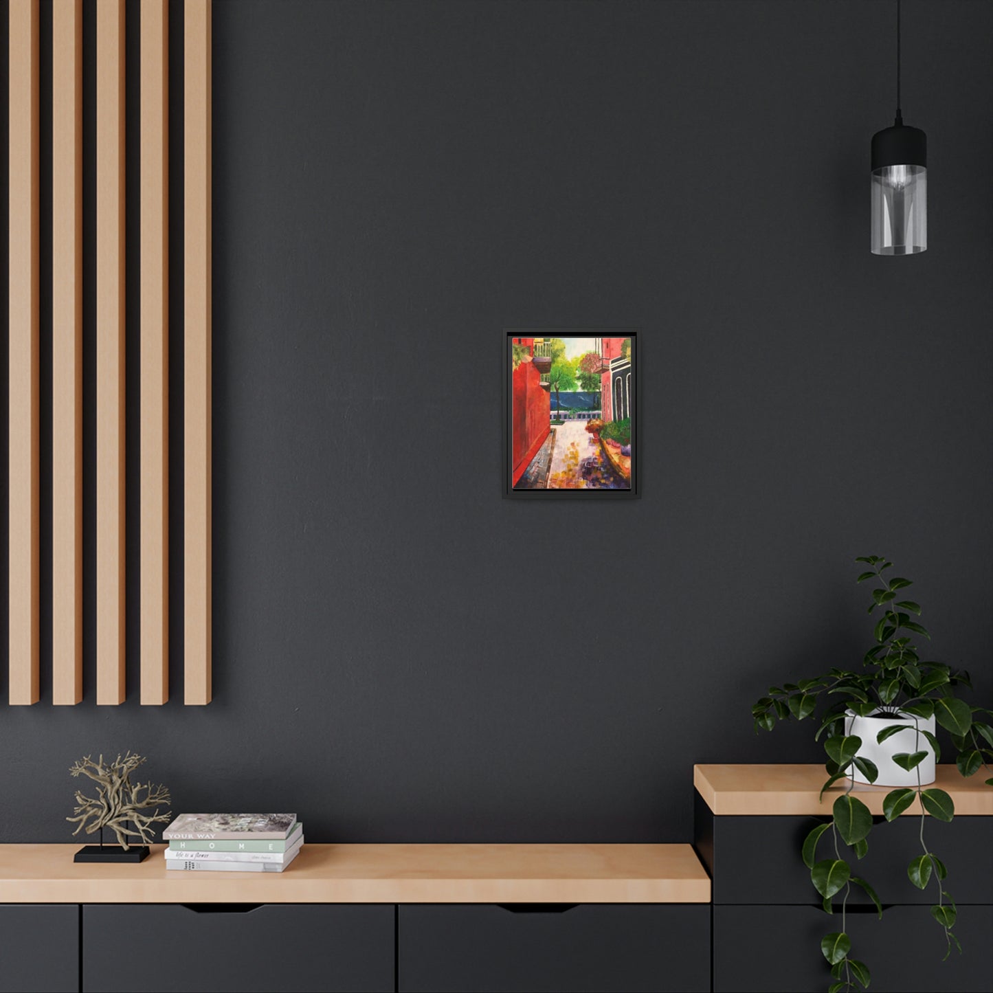 Calle Las Monjas Matte Canvas, Black Frame