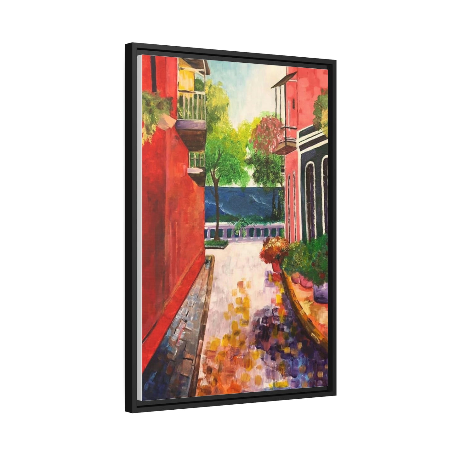 Calle Las Monjas Matte Canvas, Black Frame