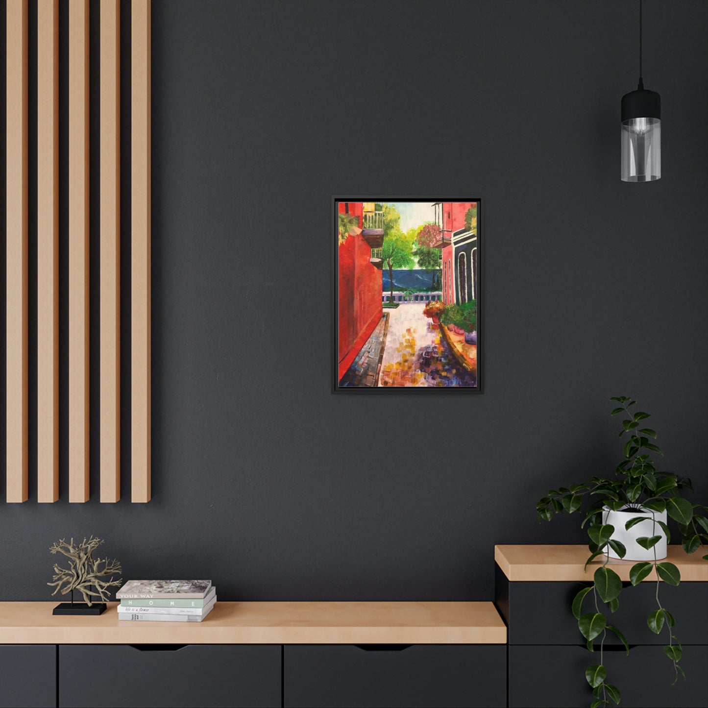 Calle Las Monjas Matte Canvas, Black Frame