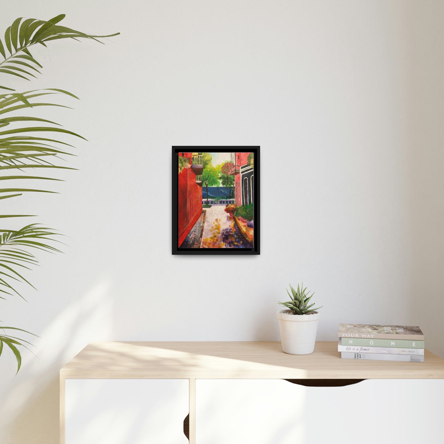 Calle Las Monjas Matte Canvas, Black Frame
