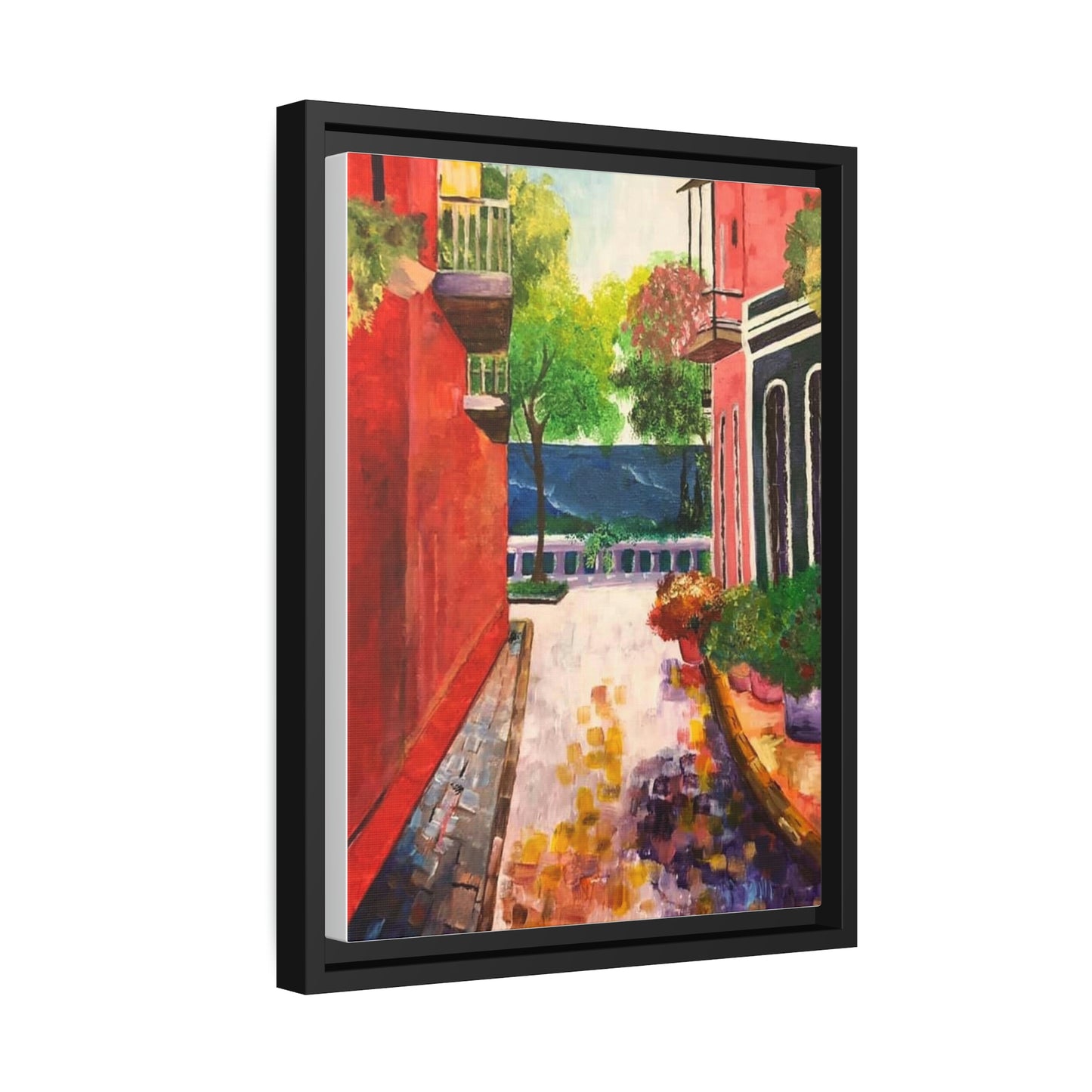 Calle Las Monjas Matte Canvas, Black Frame