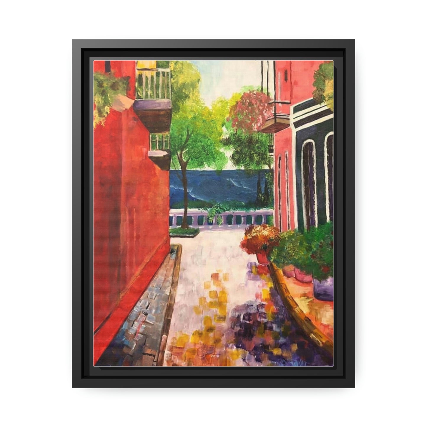 Calle Las Monjas Matte Canvas, Black Frame