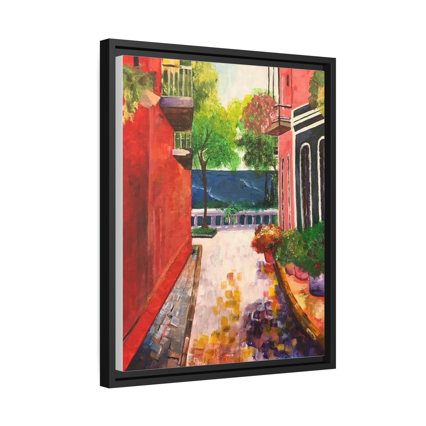 Calle Las Monjas Matte Canvas, Black Frame