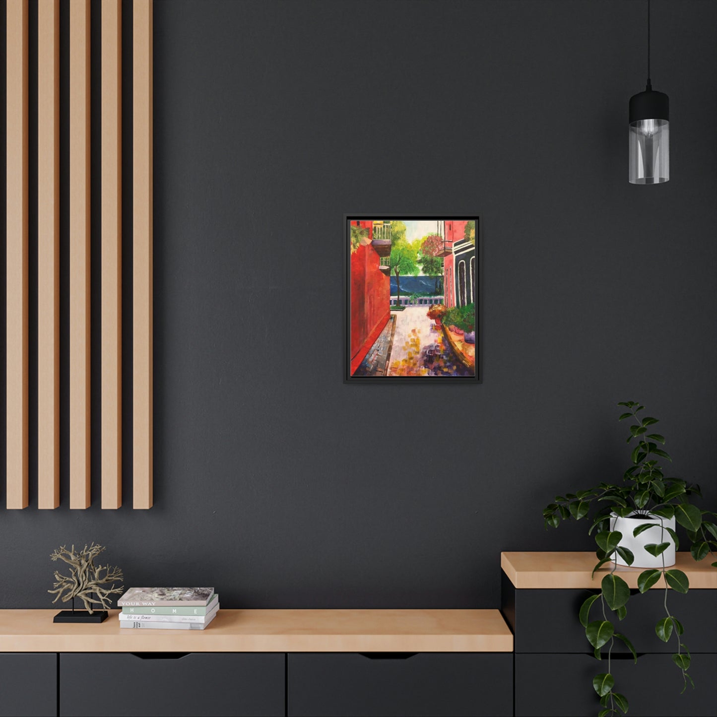 Calle Las Monjas Matte Canvas, Black Frame