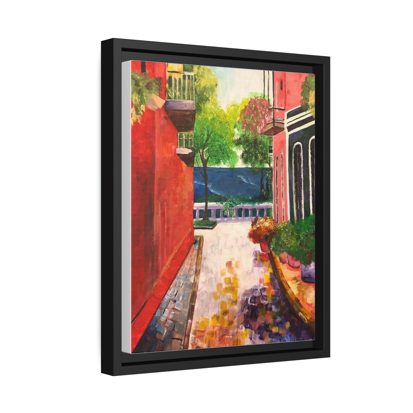Calle Las Monjas Matte Canvas, Black Frame